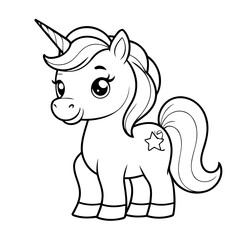 Vector illustration of a cute Unicorn doodle colouring activity for kids