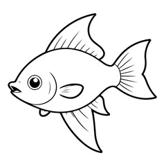 Vector illustration of a cute Swordtail drawing colouring activity