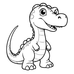 Simple vector illustration of Diplodocus hand drawn for toddlers