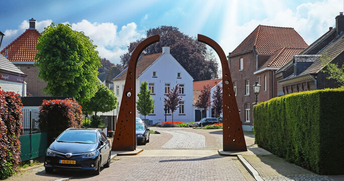 Stevensweert, Netherlands - May 9. 2024: Entrance of historical dutch village