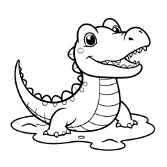 Cute vector illustration Alligator doodle for toddlers colouring page