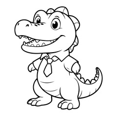 Simple vector illustration of Alligator hand drawn for kids coloring page