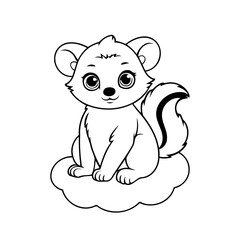 Vector illustration of a cute Lemur doodle for children worksheet