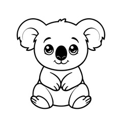 Simple vector illustration of Koala for kids colouring worksheet