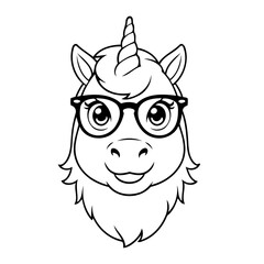 Cute vector illustration Unicorn drawing for kids colouring page