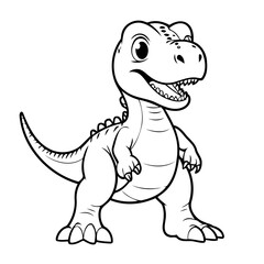 Vector illustration of a cute Allosaurus drawing for toddlers colouring page