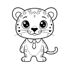 Cute vector illustration Jaguar drawing for toddlers colouring page