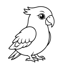 Vector illustration of a cute Parrot doodle drawing for kids page