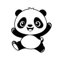Cute vector illustration Panda hand drawn for kids page