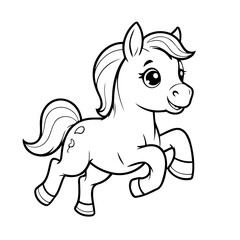 Vector illustration of a cute Horse drawing for toddlers coloring activity