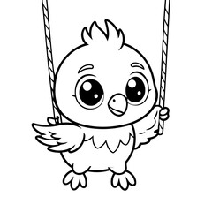 Simple vector illustration of Eagle drawing for toddlers colouring page