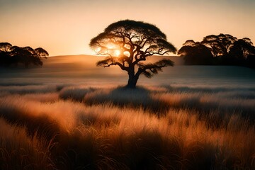 Obraz premium sunset over the river