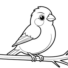 Vector illustration of a cute Finch drawing for kids colouring page