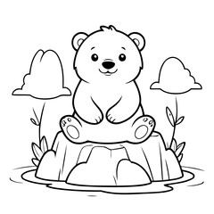 Cute vector illustration PolarBear for kids coloring activity page