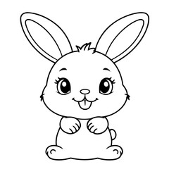 Simple vector illustration of Bunny for kids colouring worksheet