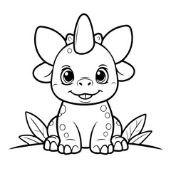 Cute vector illustration Triceratops drawing for children page