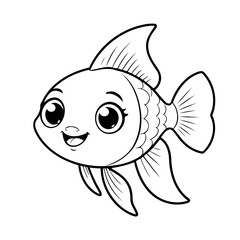 Cute vector illustration Tetra drawing for toddlers colouring page