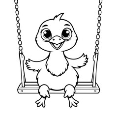 Vector illustration of a cute Ostrich drawing for colouring page