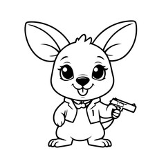 Vector illustration of a cute Kangaroo drawing for kids colouring page