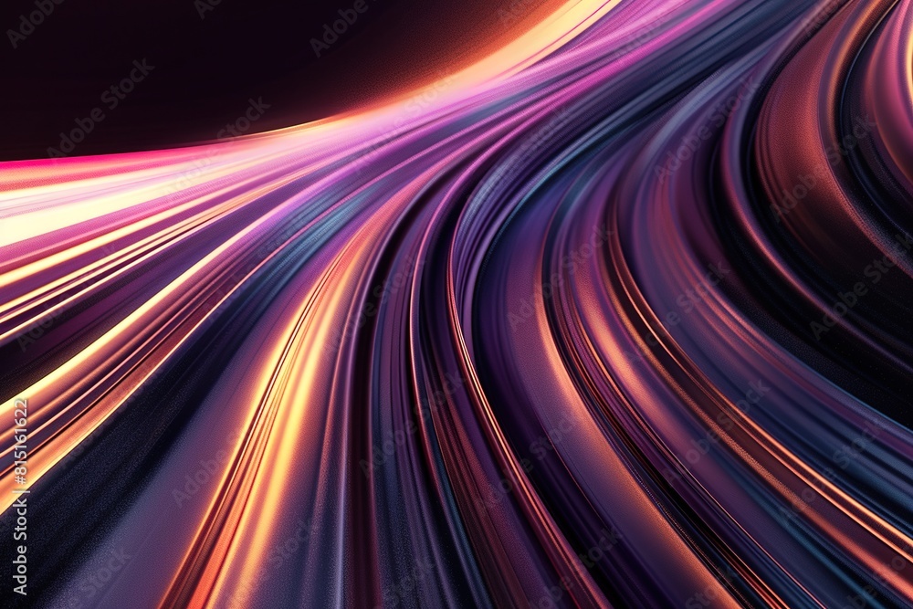 Poster colorful flow of lines in smooth waves, dynamic and vibrant