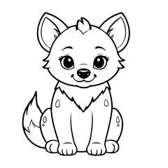 Cute vector illustration Hyena doodle for children worksheet