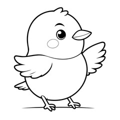 Simple vector illustration of Bird for children colouring activity