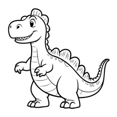 Vector illustration of a cute Spinosaurus doodle for toddlers worksheet