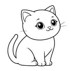 Vector illustration of a cute Cat doodle colouring activity for kids