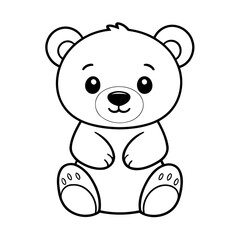 Simple vector illustration of Bear for children colouring activity