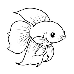 Vector illustration of a cute Betta drawing for kids colouring page