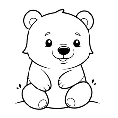 Cute vector illustration Bear drawing for colouring page