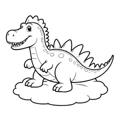 Vector illustration of a cute Spinosaurus doodle drawing for kids page