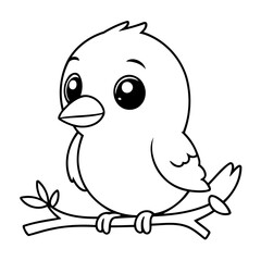 Simple vector illustration of Bird doodle for toddlers worksheet