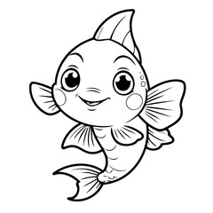 Simple vector illustration of Swordtail for kids coloring page