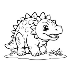 Cute vector illustration Ankylosaurus for kids colouring page