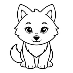 Cute vector illustration Wolf drawing for kids colouring page