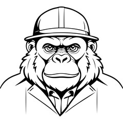 Cute vector illustration Gorilla doodle for children worksheet