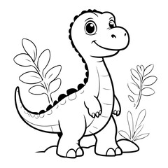 Vector illustration of a cute Brachiosaurus drawing for colouring page