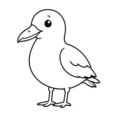 Cute vector illustration Seagull for children colouring activity