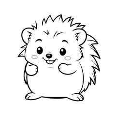 Cute vector illustration Hedgehog doodle colouring activity for kids