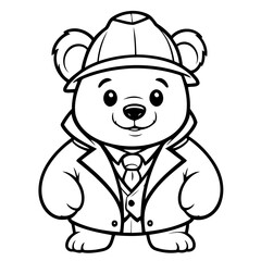 Vector illustration of a cute Bear drawing for kids colouring activity