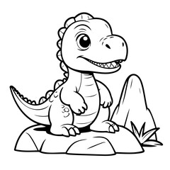 Vector illustration of a cute Allosaurus doodle for kids colouring page