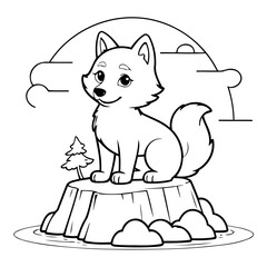 Vector illustration of a cute Wolf drawing for colouring page