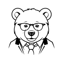 Simple vector illustration of Bear drawing colouring activity