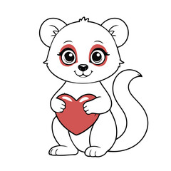 Vector illustration of a cute Lemur drawing for colouring page