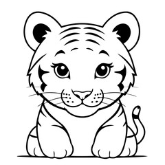 Cute vector illustration Tiger hand drawn for toddlers
