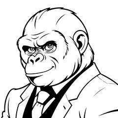 Obraz premium Cute vector illustration Gorilla drawing for children page