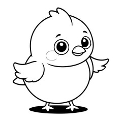 Cute vector illustration Bird drawing for colouring page