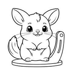 Vector illustration of a cute Chinchilla doodle for toddlers colouring page