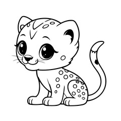 Vector illustration of a cute Cheetah doodle for kids coloring worksheet